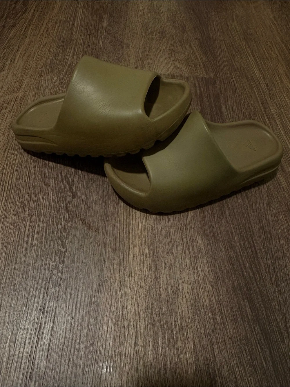 adidas Kids Olive Slide Sandals in Army Green